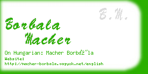 borbala macher business card